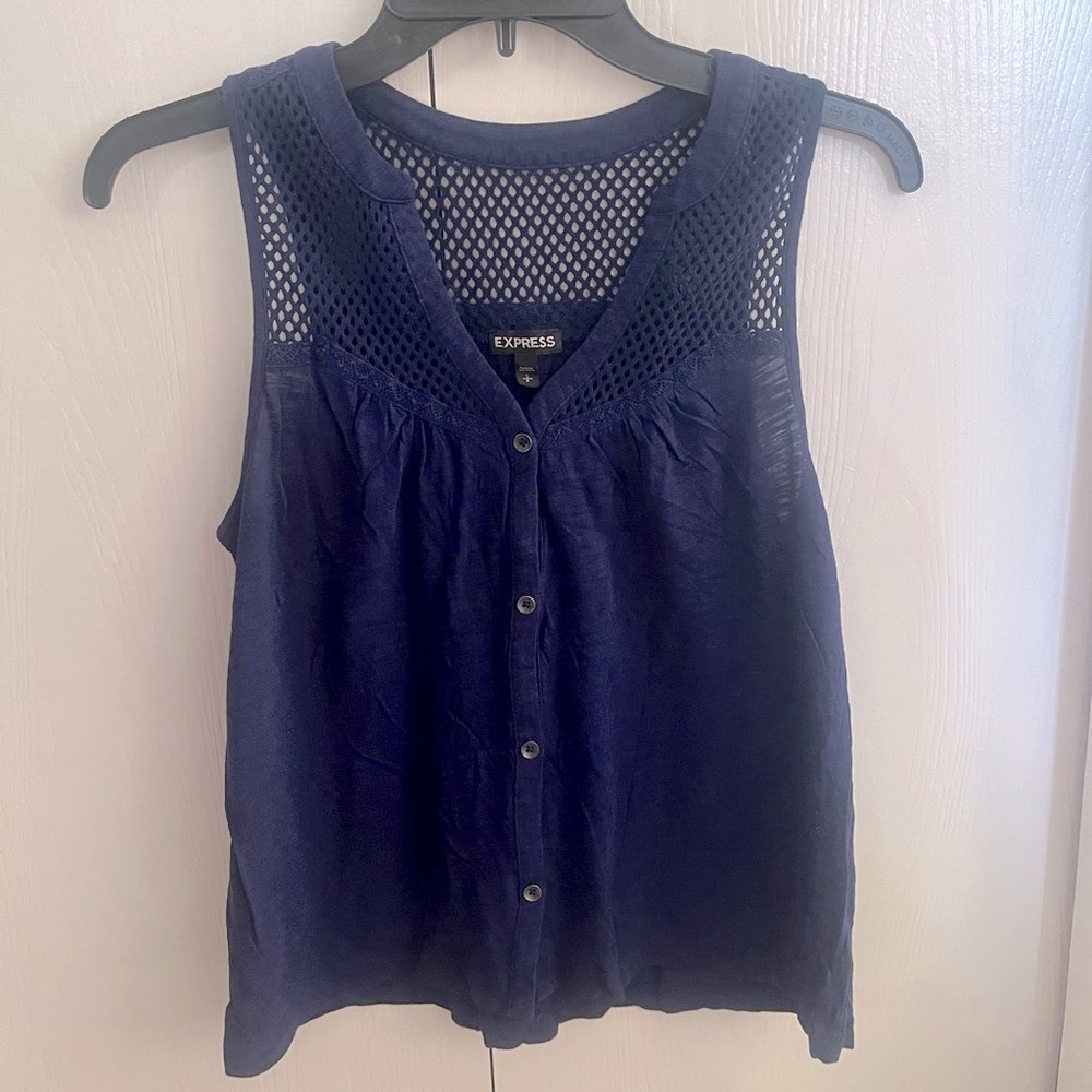 Express Women's Navy Sleeveless Top